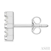 1/10 Ctw Initial 'E' Round Cut Diamond Earrings in 10K White Gold